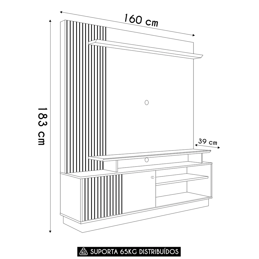 Estante Painel Para TV 65 Pol 160cm Anny Z10 Cumaru - Mpozenato