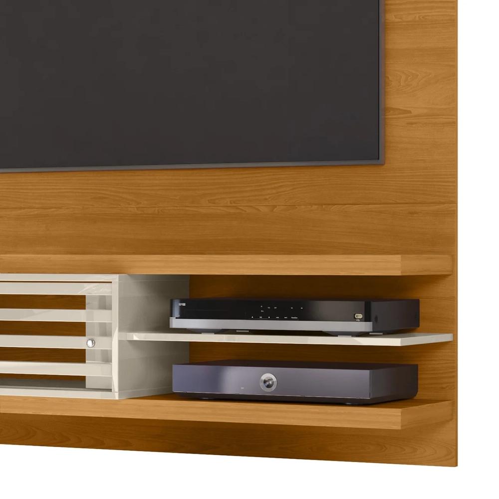 Painel TV 55 Pol e Bancada Suspensa Veena Z10 Off/Cinamomo - Mpozenato