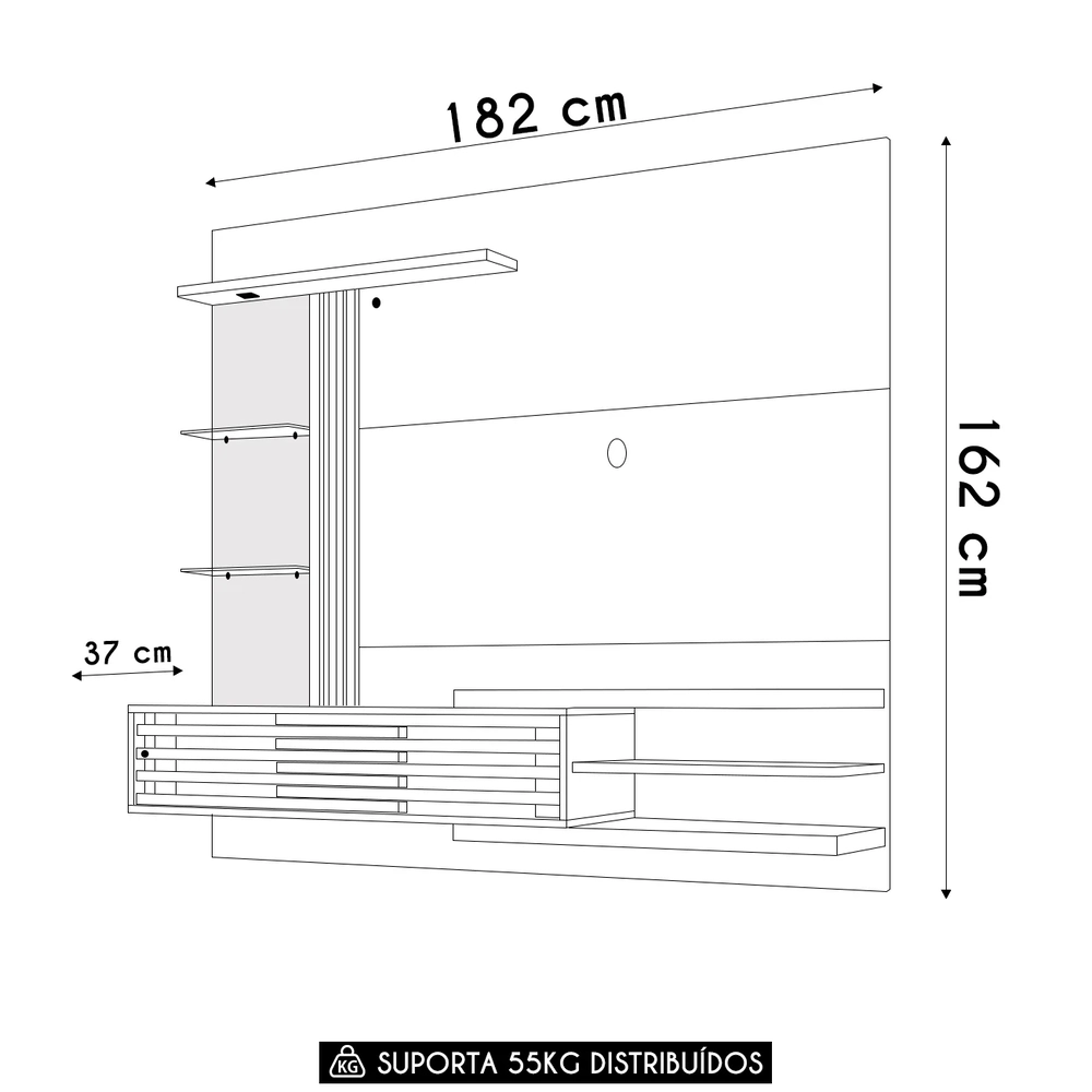 Painel TV 55 Pol e Bancada Suspensa Veena Z10 Off/Cinamomo - Mpozenato