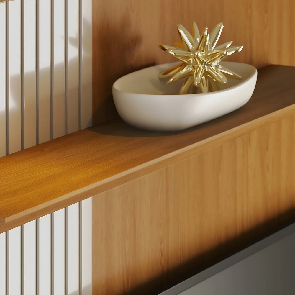 Painel TV 65 Pol e Bancada Suspensa Neris Z10 Off/Cinamomo - Mpozenato