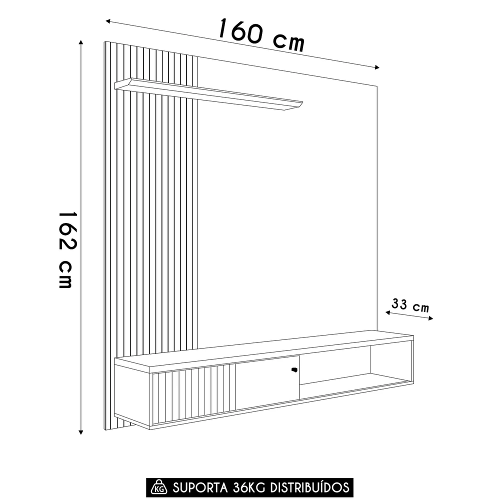 Painel TV 65 Pol e Bancada Suspensa Neris Z10 Off/Cinamomo - Mpozenato
