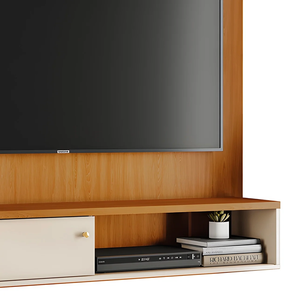 Painel TV 65 Pol e Bancada Suspensa Neris Z10 Off/Cinamomo - Mpozenato