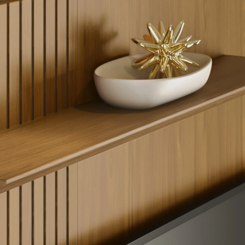 Painel TV 65 Pol e Bancada Suspensa Neris Z10 Cumaru - Mpozenato