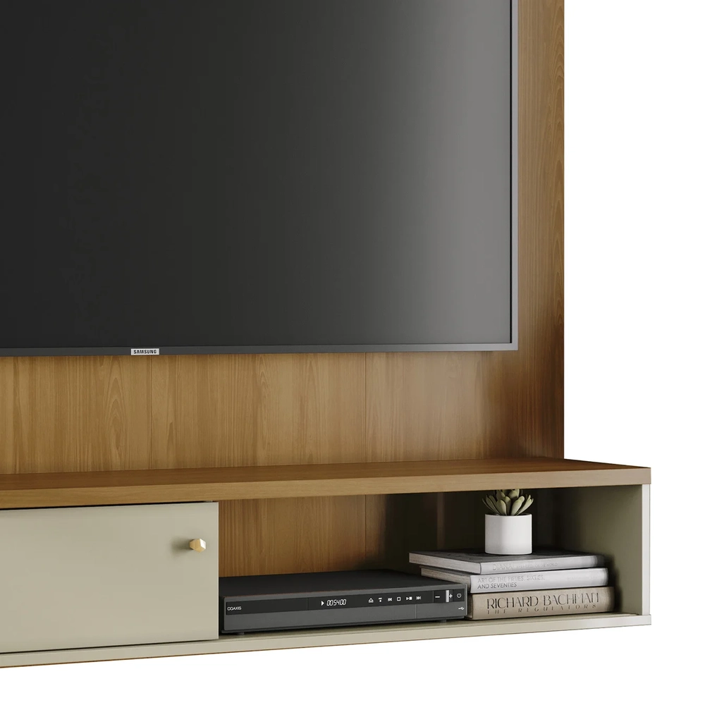 Painel TV 65 Pol e Bancada Suspensa Neris Z10 Cumaru/Opala - Mpozenato