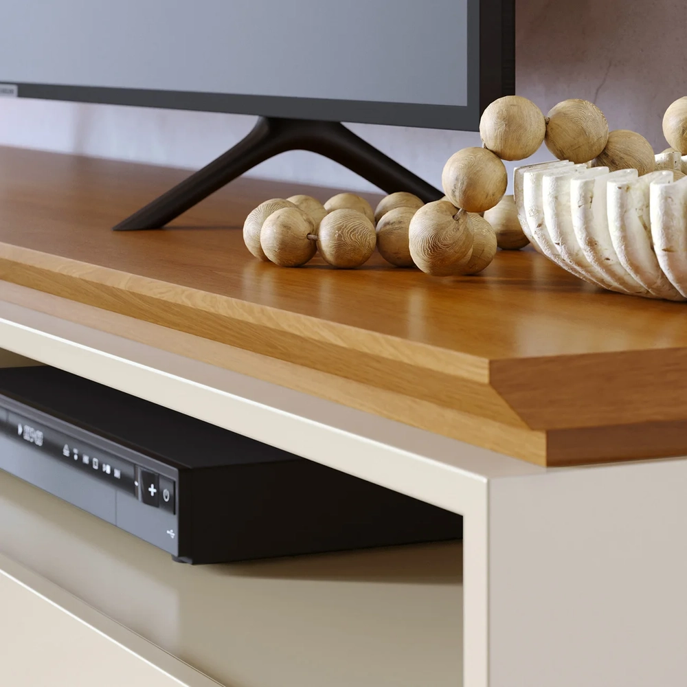 Rack Bancada de TV 75 Pol 200cm Celina Z10 Off/Cinamomo - Mpozenato