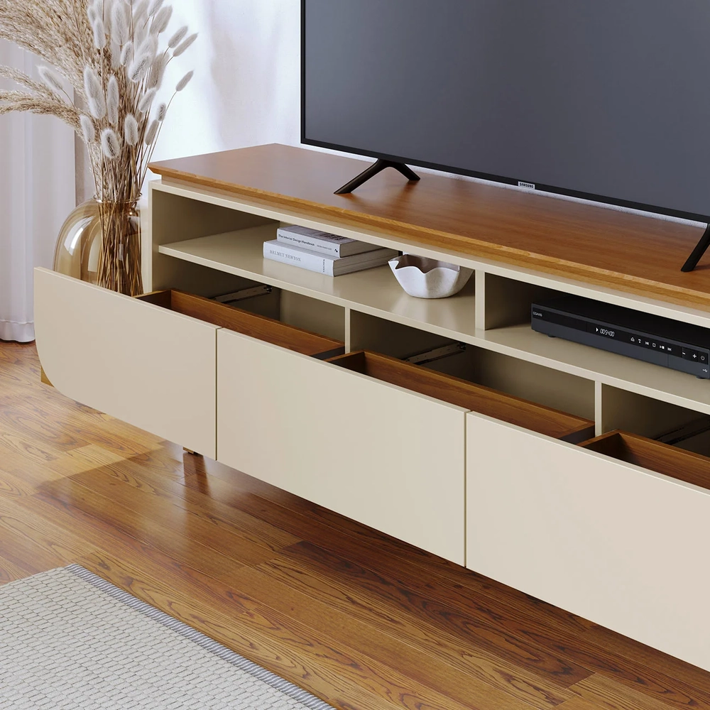 Rack Bancada de TV 75 Pol 200cm Celina Z10 Off/Cinamomo - Mpozenato