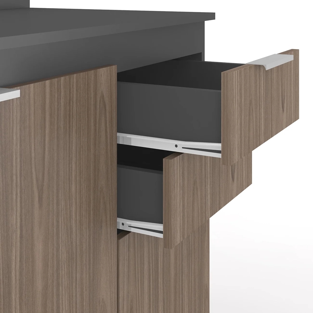 Armário de Cozinha Com Tampo CP01 120cm Pérola Grafite/Freijó Z34 - Mpozenato