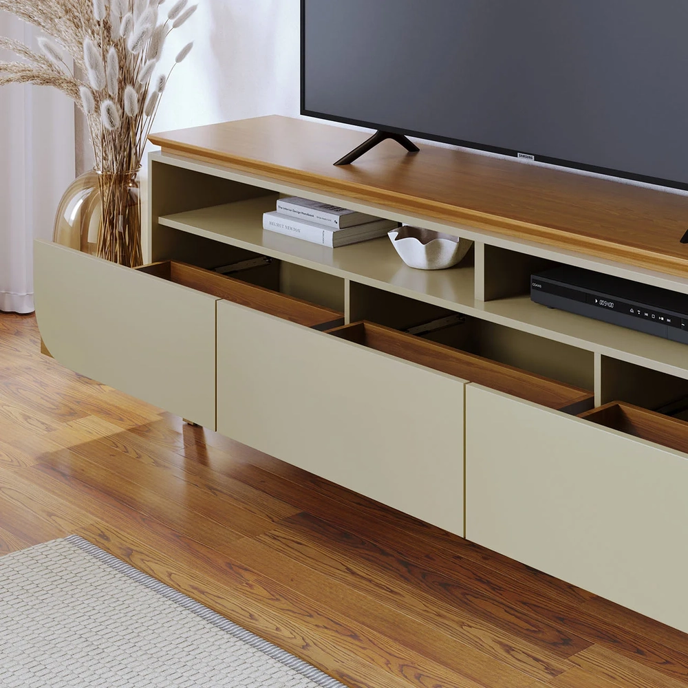 Rack Bancada de TV 75 Pol 200cm Celina Z10 Cumaru/Opala - Mpozenato