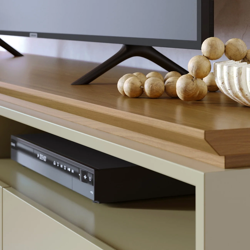 Rack Bancada de TV 75 Pol 200cm Celina Z10 Cumaru/Opala - Mpozenato