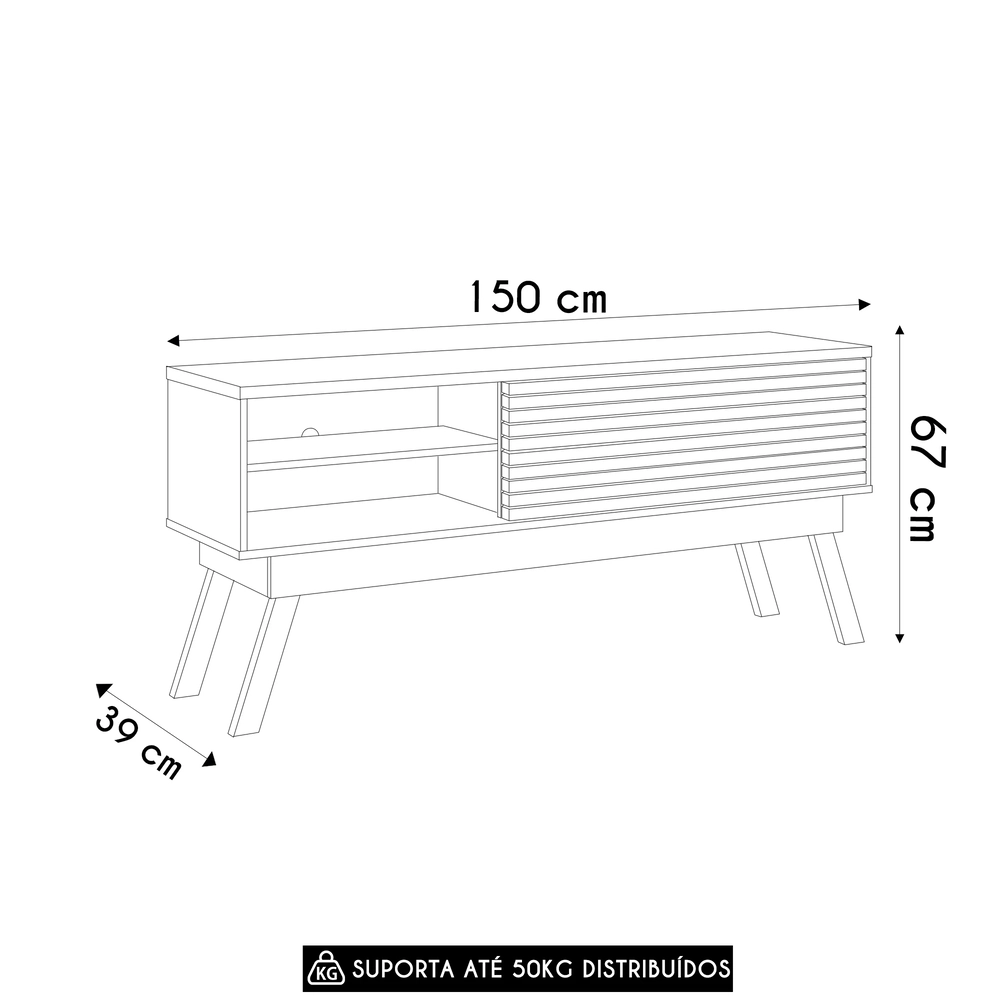 Rack Bancada de TV 65 Pol 150cm Keli Z10 Cumaru/Opala - Mpozenato