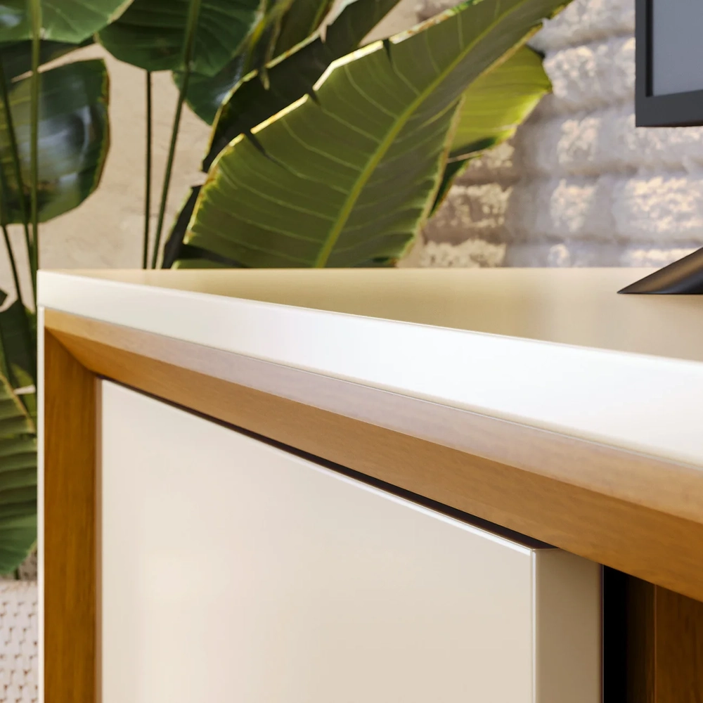 Rack Bancada de TV 70 Pol 164cm Gaia Z10 Off/Cinamomo - Mpozenato