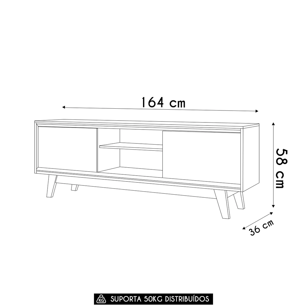 Rack Bancada de TV 70 Pol 164cm Gaia Z10 Off/Cinamomo - Mpozenato