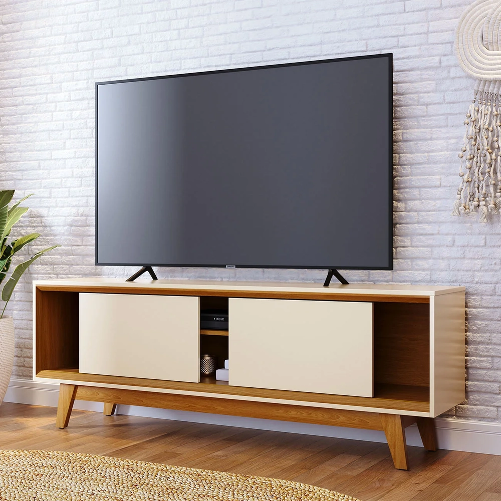 Rack Bancada de TV 70 Pol 164cm Gaia Z10 Off/Cinamomo - Mpozenato