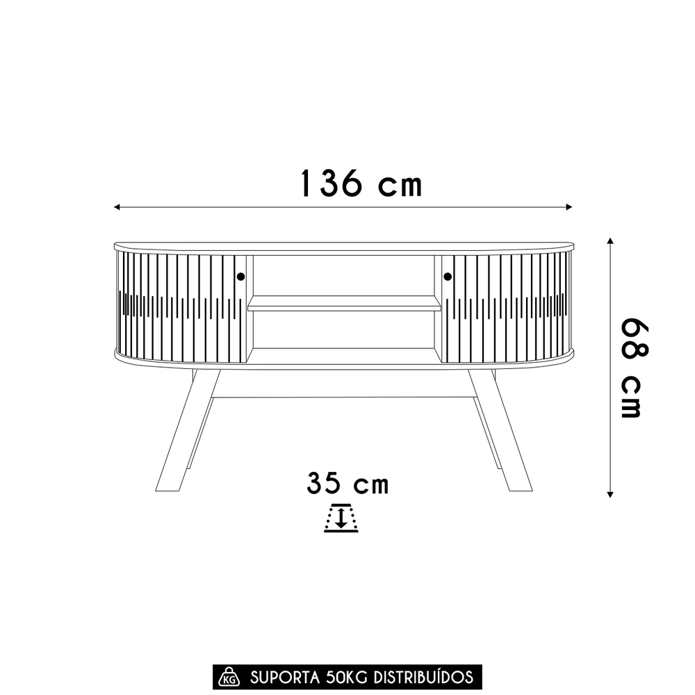 Rack Bancada de TV 55 Pol 136cm Alana Z10 Cumaru/Opala - Mpozenato