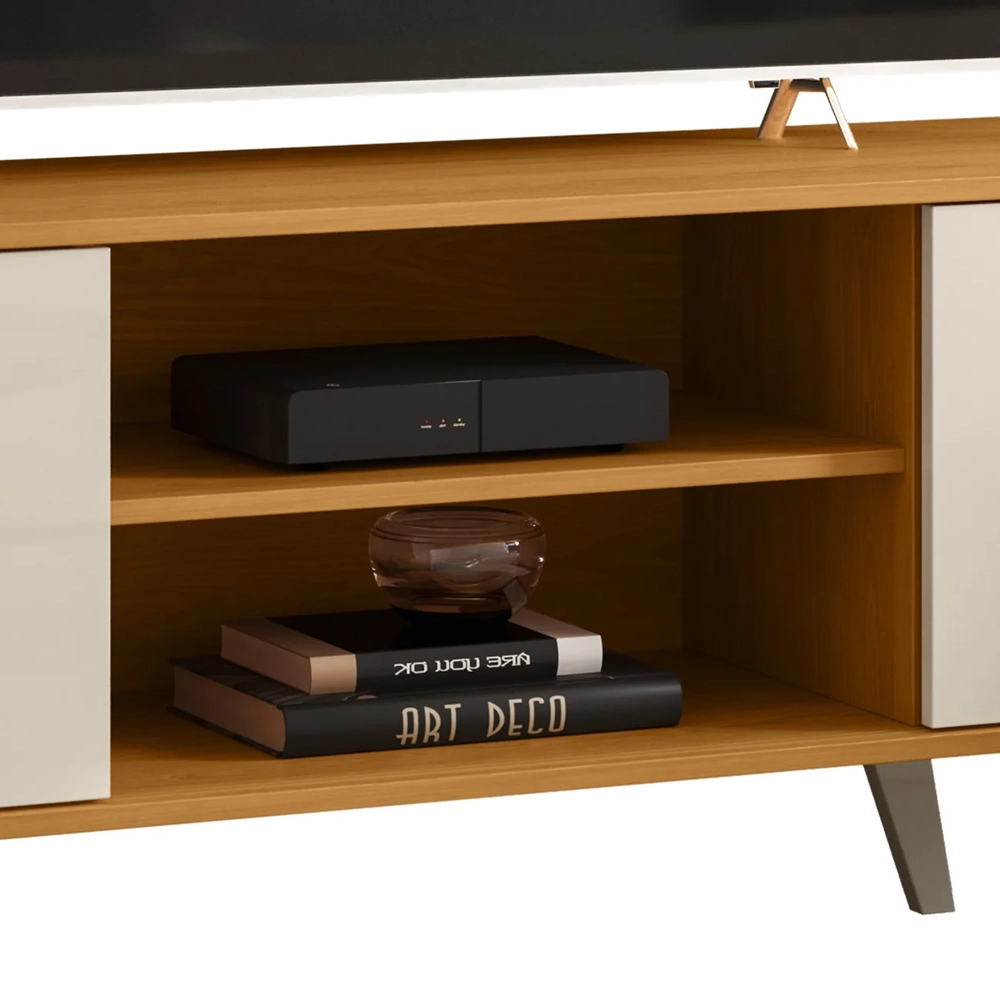 Rack Bancada de TV 50 Pol 136cm Espain Z10 Off/Cinamomo - Mpozenato