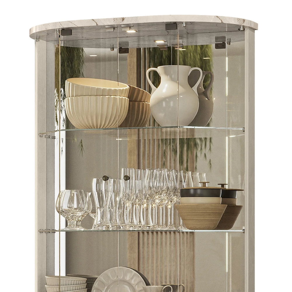 Cristaleira de Vidro Com LED Eva 90cm Z10 Off/Calacata - Mpozenato