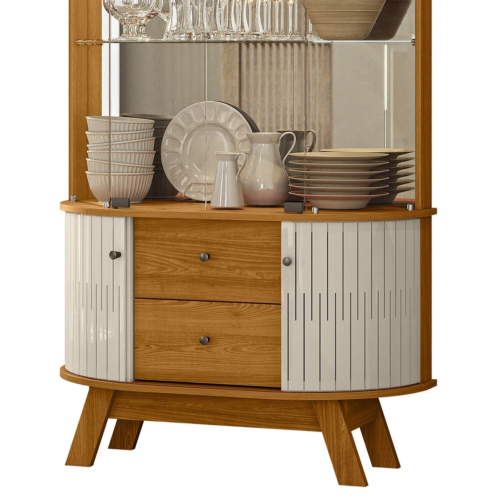 Cristaleira de Vidro Com LED Eva 90cm Z10 Off/Cinamomo - Mpozenato