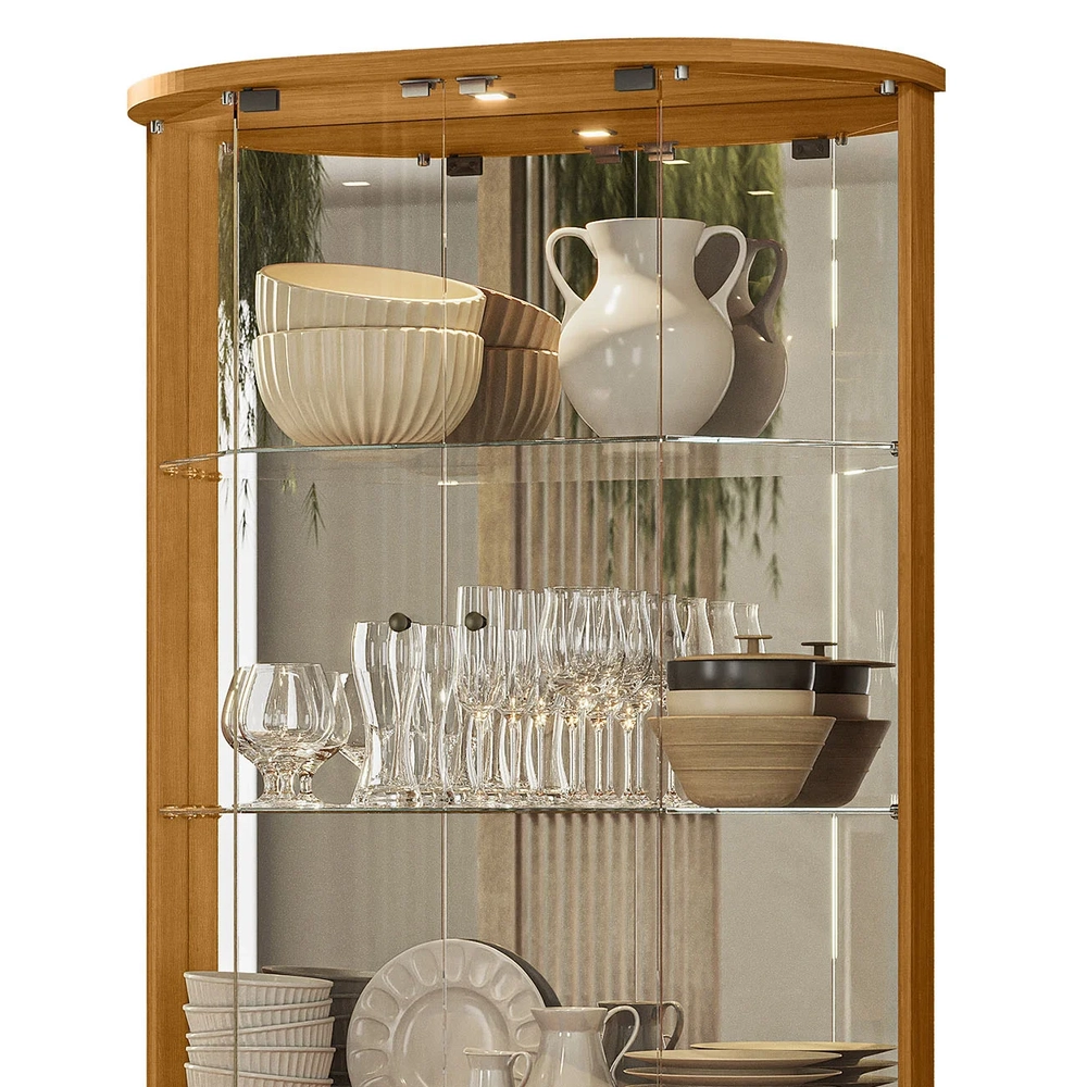 Cristaleira de Vidro Com LED Eva 90cm Z10 Off/Cinamomo - Mpozenato