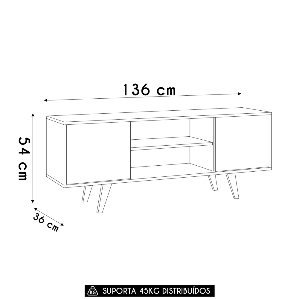 Rack Bancada de TV 50 Pol 136cm Espain Z10 Off/Calacata - Mpozenato