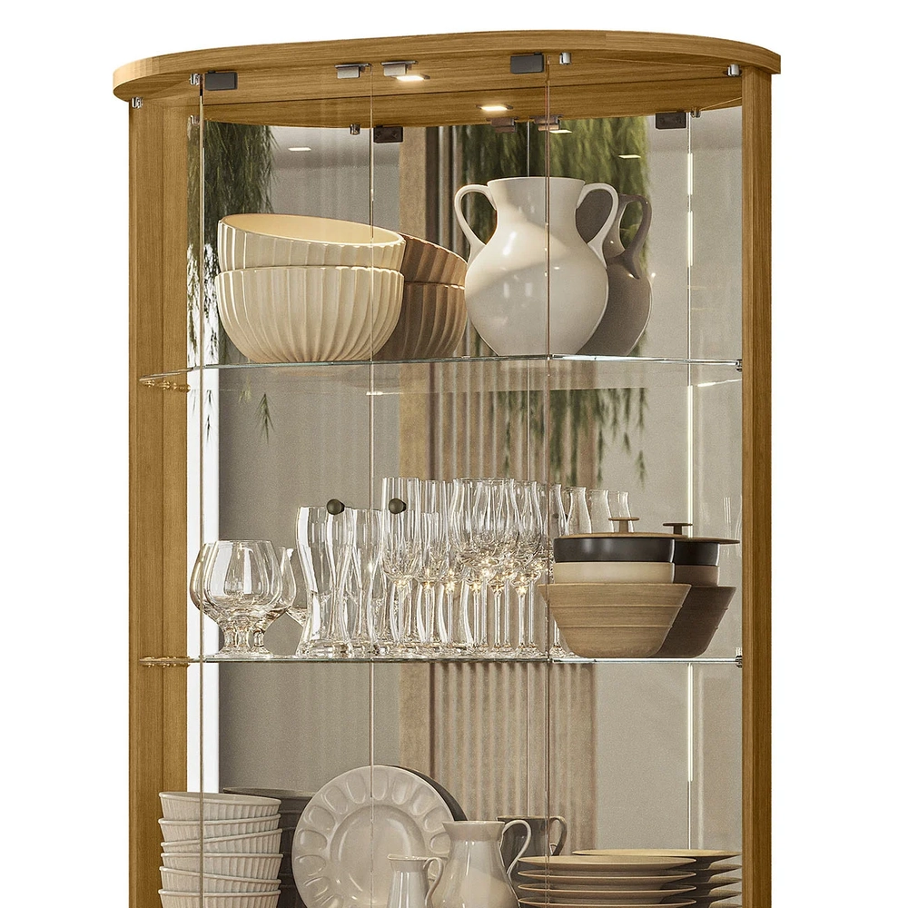 Cristaleira de Vidro Com LED Eva 90cm Z10 Cumaru/Opala - Mpozenato