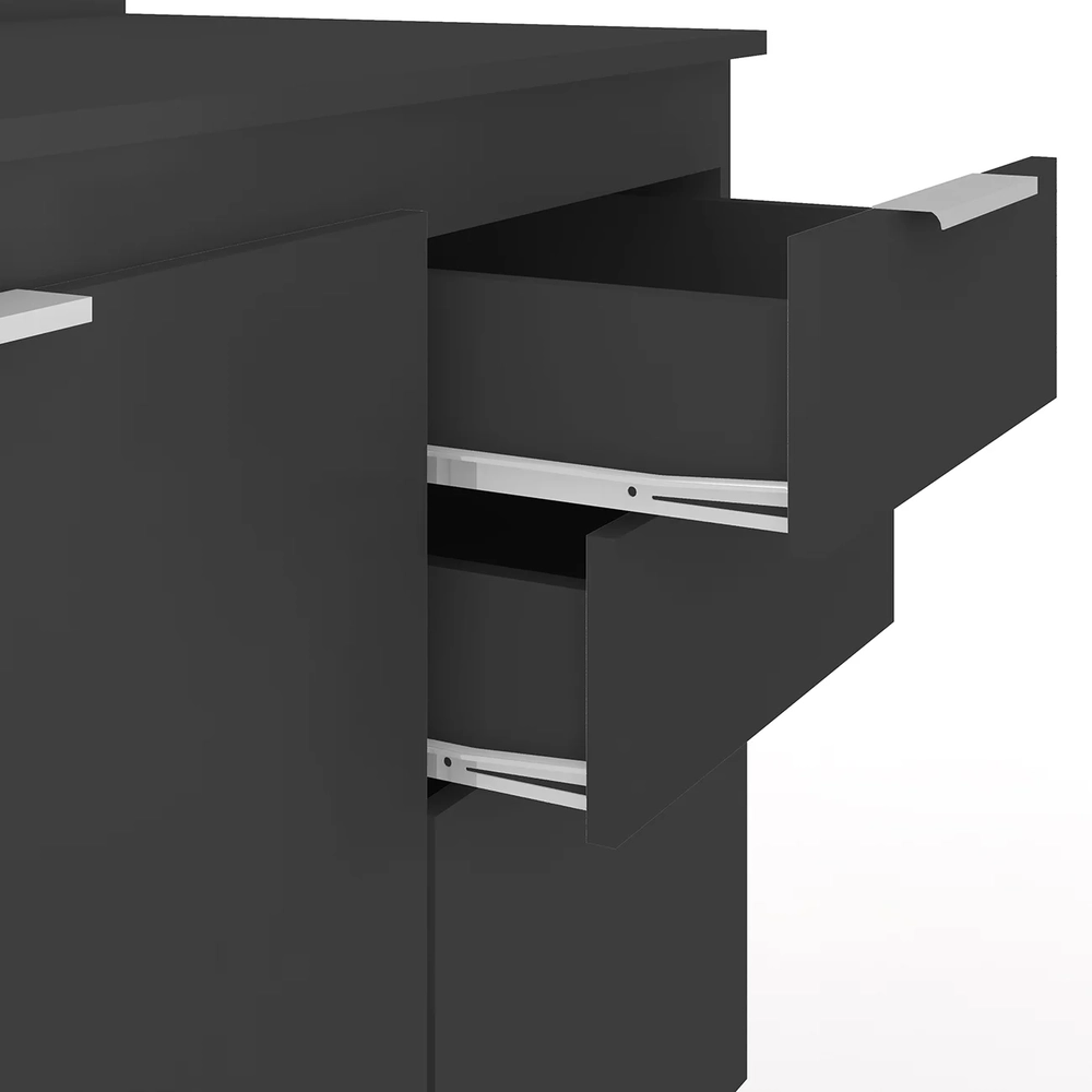 Armário de Cozinha Com Tampo CP01 120cm Pérola Preto Z34      - Mpozenato