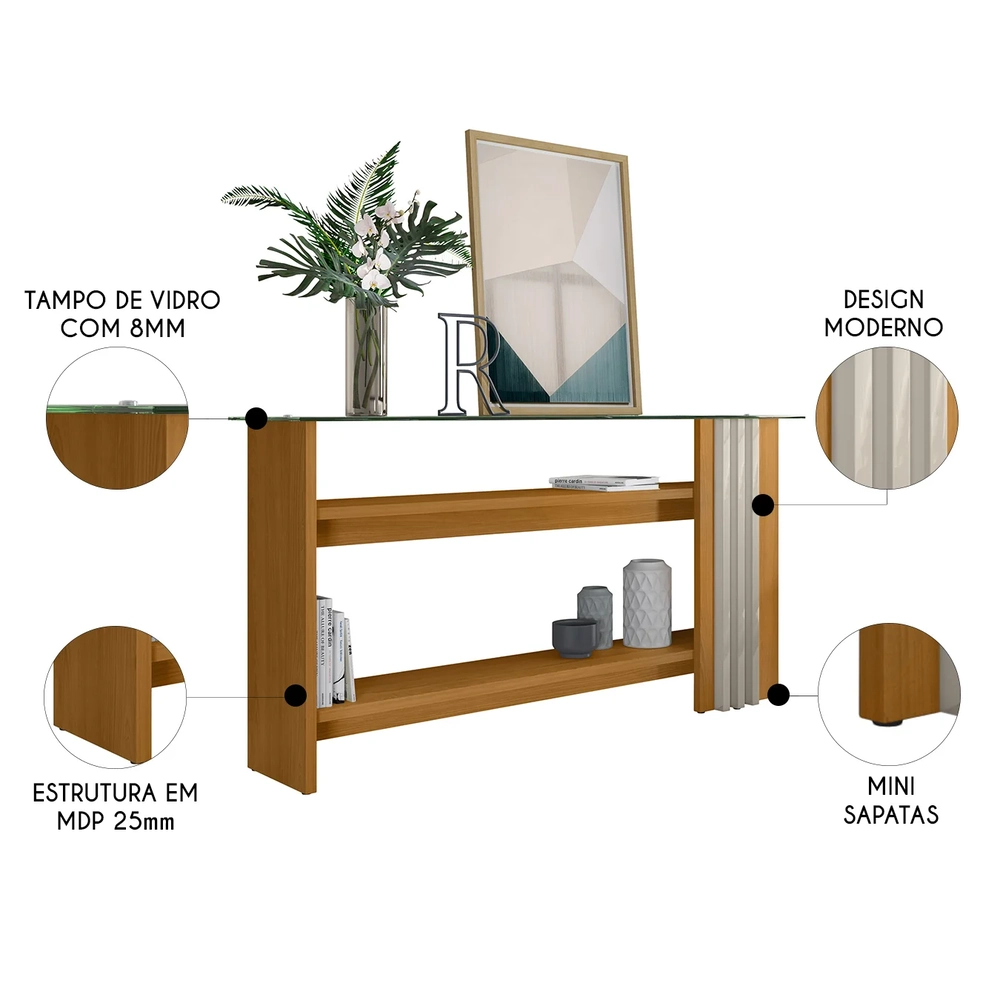 Aparador de Sala Com Prateleiras 150cm Fire Z10 Off/Cinamomo - Mpozenato