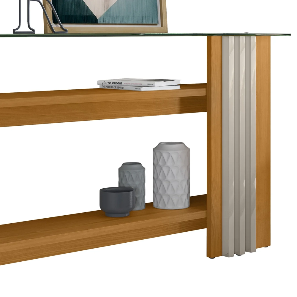 Aparador de Sala Com Prateleiras 150cm Fire Z10 Off/Cinamomo - Mpozenato