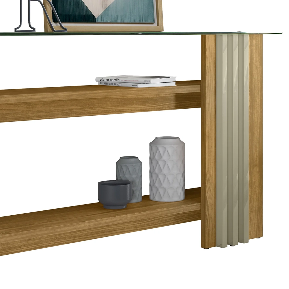 Aparador de Sala Com Prateleiras 150cm Fire Z10 Cumaru/Opala - Mpozenato