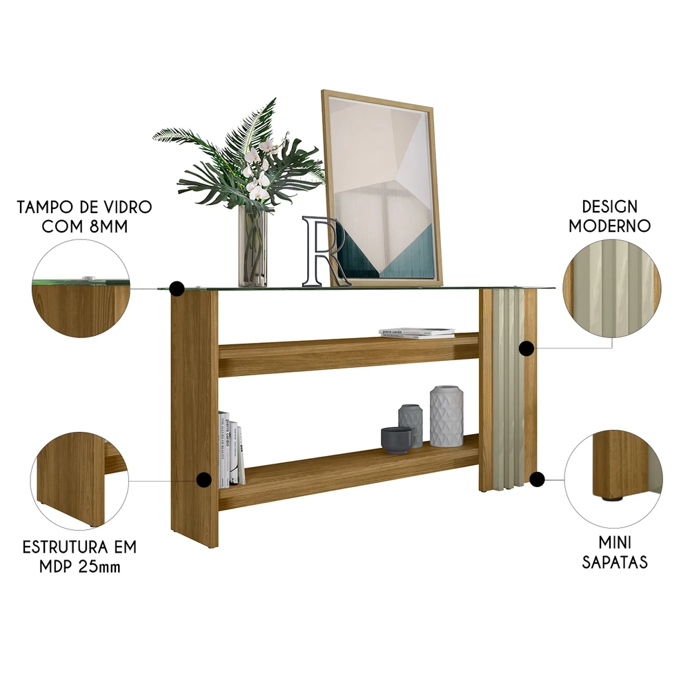 Aparador de Sala Com Prateleiras 150cm Fire Z10 Cumaru/Opala - Mpozenato