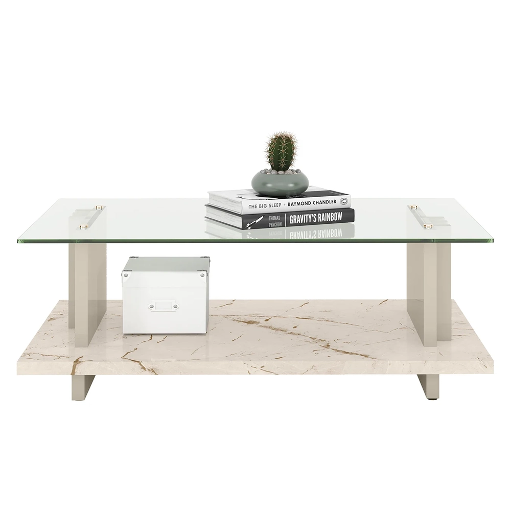 Mesa de Centro Com Detalhe Ripado Fire Z10 Off/Calacata - Mpozenato