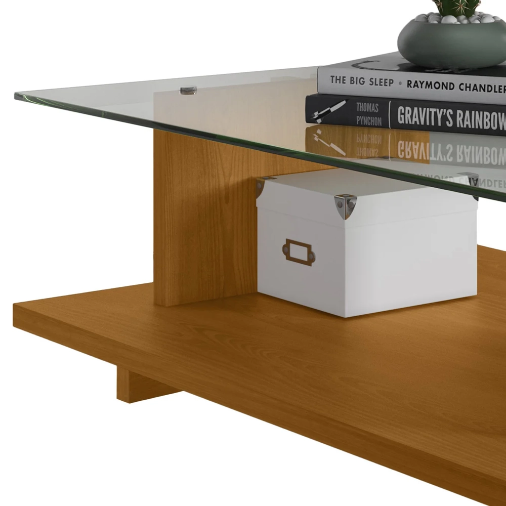 Mesa de Centro Com Detalhe Ripado Fire Z10 Off/Cinamomo - Mpozenato