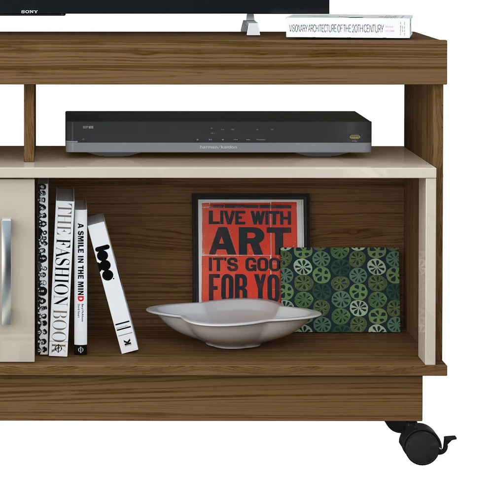 Rack Bancada de TV 50 Pol 121cm Rute Z10 Naturale/Off - Mpozenato