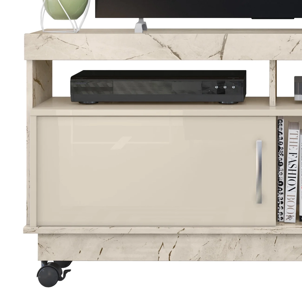 Rack Bancada de TV 50 Pol 121cm Rute Z10 Off/Calacata - Mpozenato