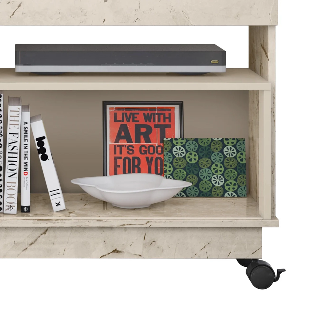 Rack Bancada de TV 50 Pol 121cm Rute Z10 Off/Calacata - Mpozenato