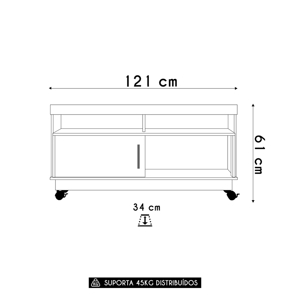 Rack Bancada de TV 50 Pol 121cm Rute Z10 Off/Cinamomo - Mpozenato