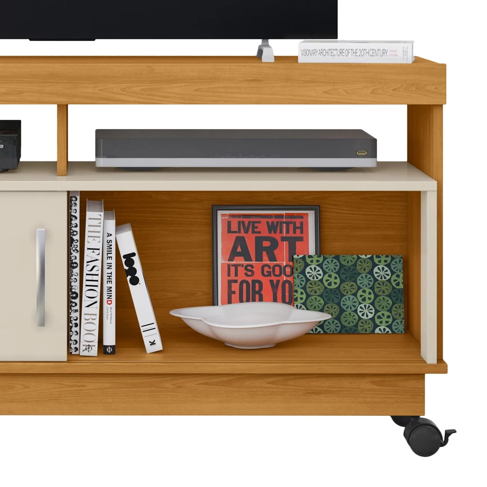 Rack Bancada de TV 50 Pol 121cm Rute Z10 Off/Cinamomo - Mpozenato