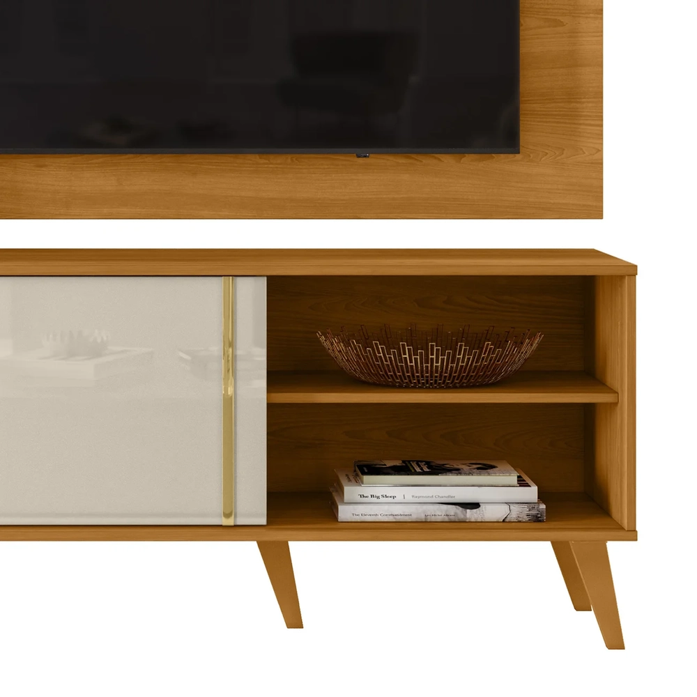 Estante Painel Para TV 60 Pol 160cm Orla Z10 Off/Cinamomo - Mpozenato
