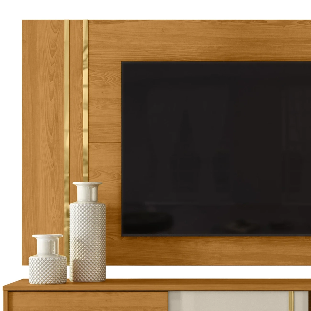 Estante Painel Para TV 60 Pol 160cm Orla Z10 Off/Cinamomo - Mpozenato