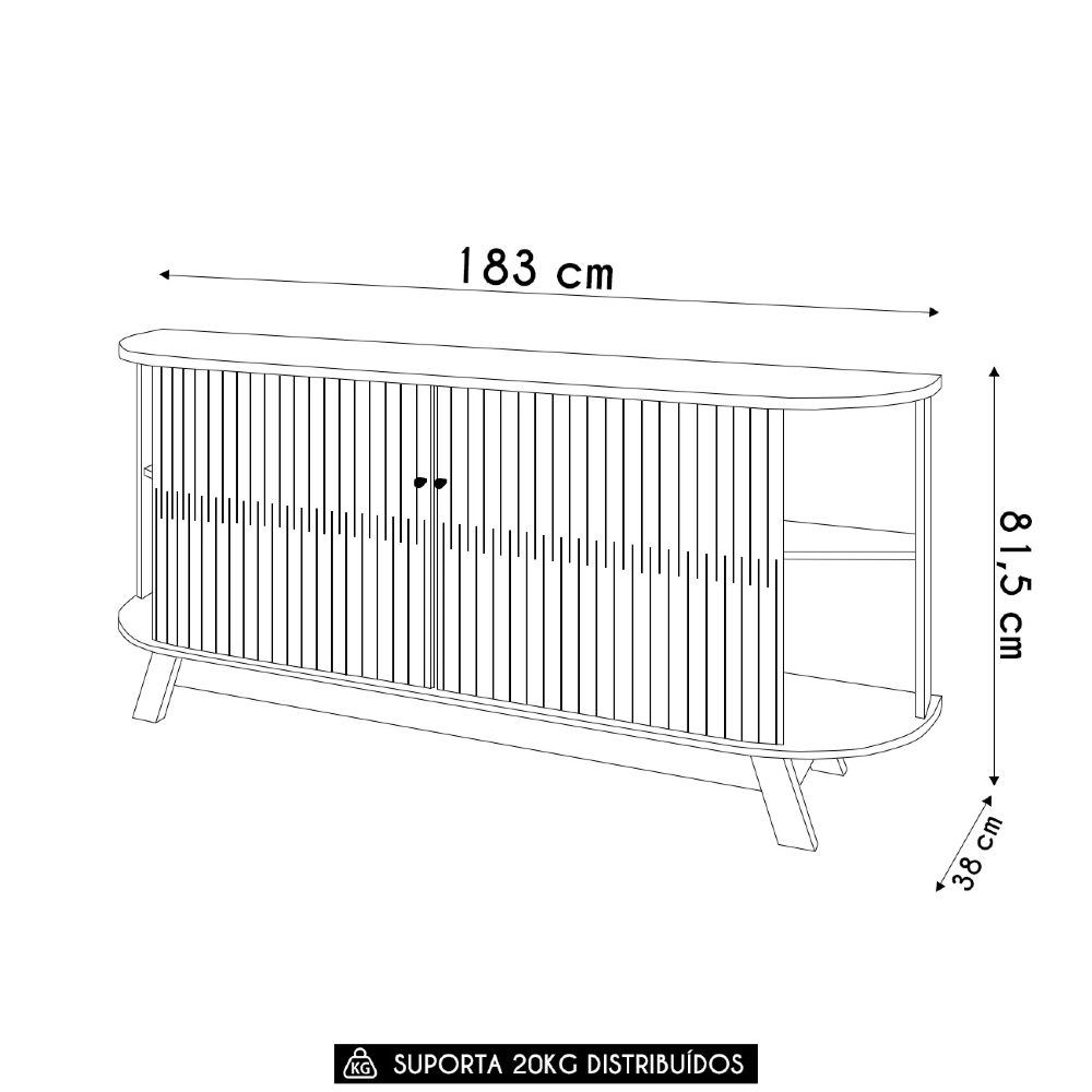 Balcão Buffet Sala de Jantar 183cm Mônica Z10 Off/Cinamomo - Mpozenato