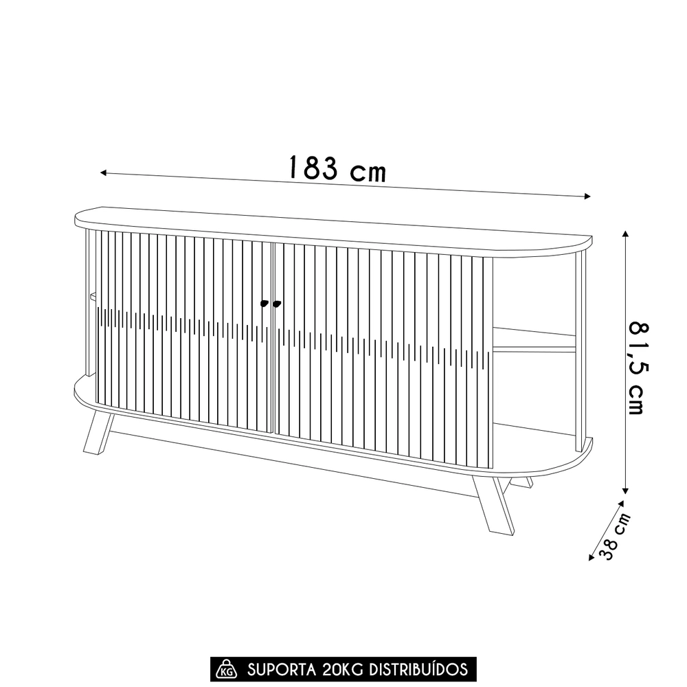 Balcão Buffet Sala de Jantar 183cm Mônica Z10 Cumaru/Opala - Mpozenato