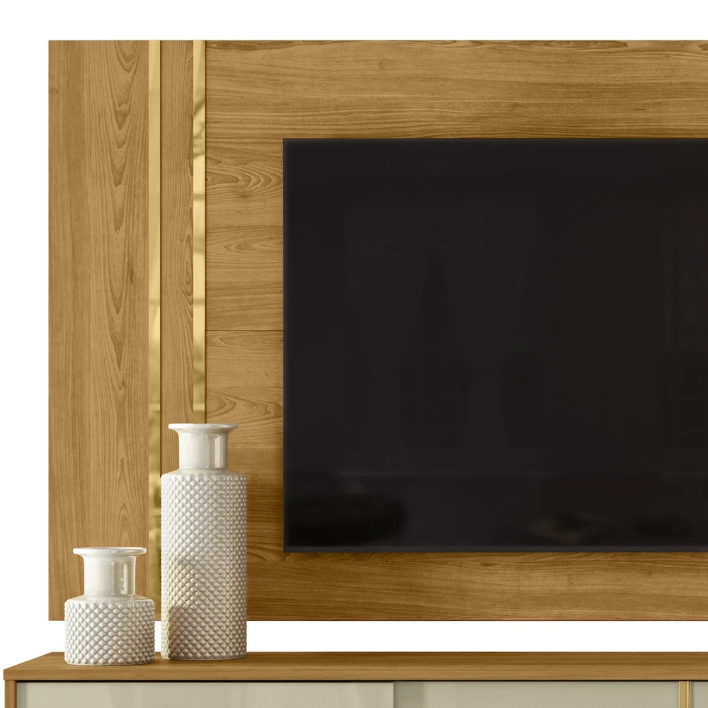 Estante Painel Para TV 60 Pol 160cm Orla Z10 Cumaru/Opala - Mpozenato