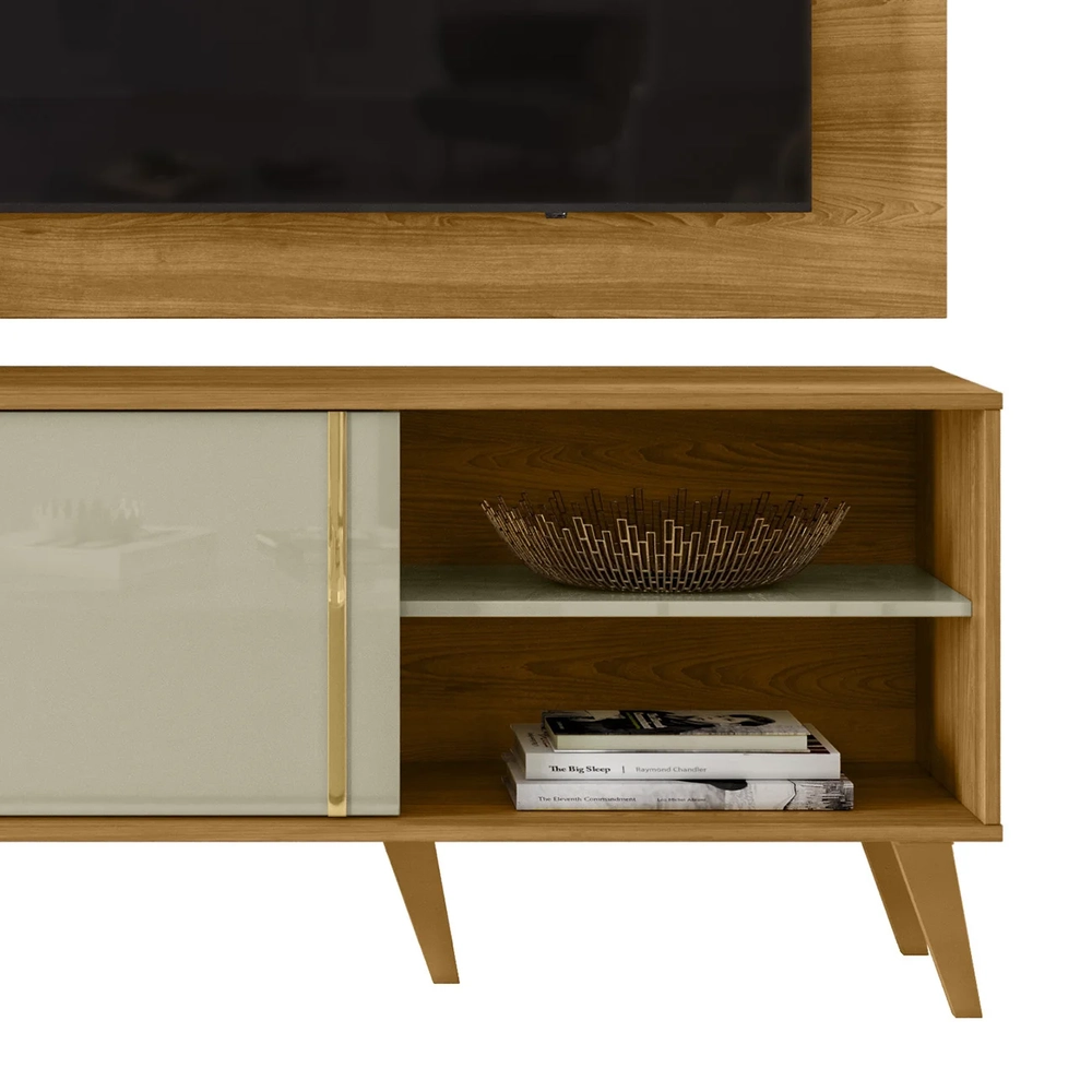 Estante Painel Para TV 60 Pol 160cm Orla Z10 Cumaru/Opala - Mpozenato