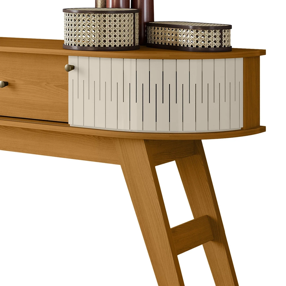 Aparador Sala de Estar 136cm Pés Retrô Gil Z10 Off/Cinamomo - Mpozenato