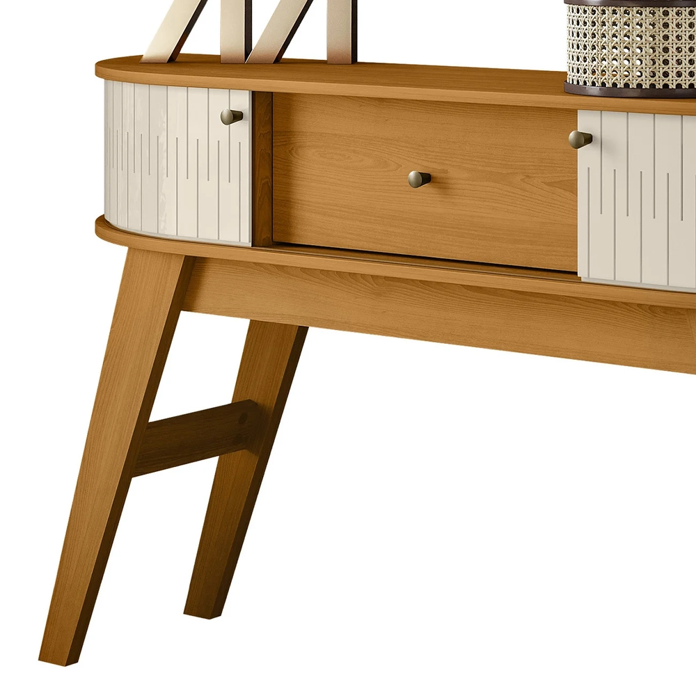 Aparador Sala de Estar 136cm Pés Retrô Gil Z10 Off/Cinamomo - Mpozenato