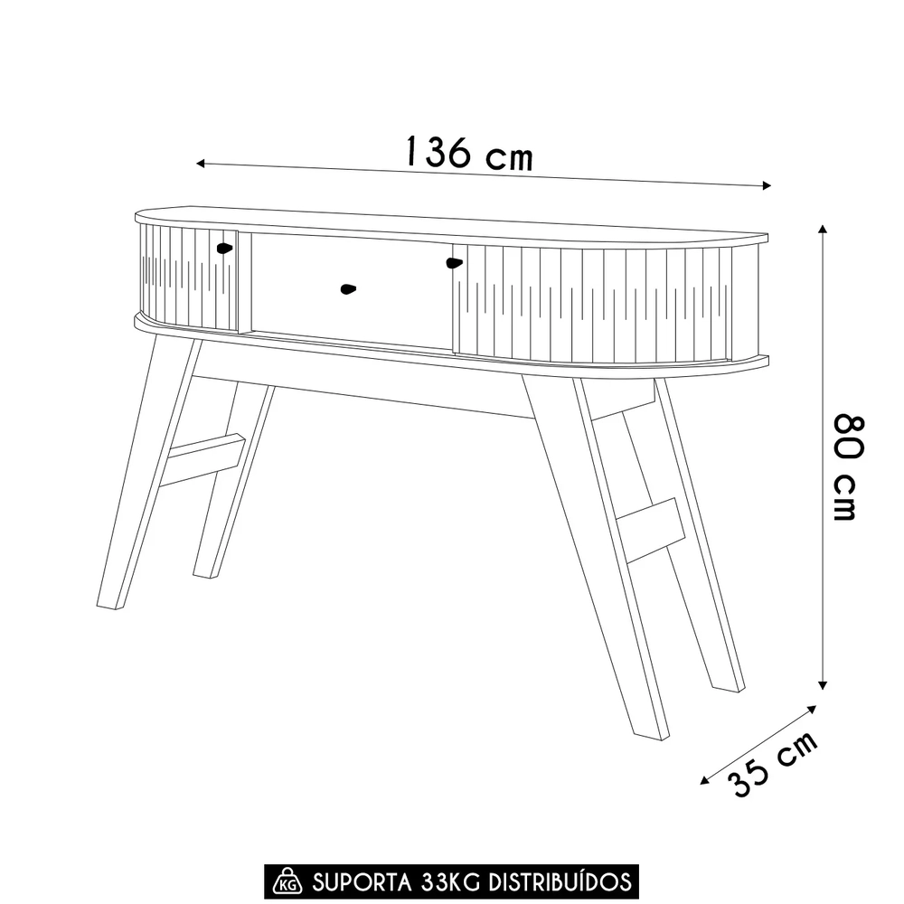 Aparador Sala de Estar 136cm Pés Retrô Gil Z10 Off/Cinamomo - Mpozenato