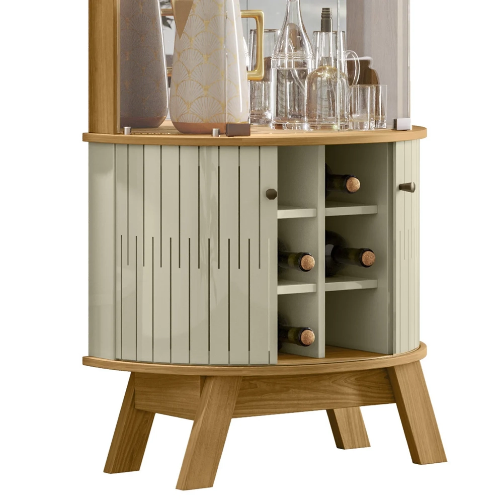 Cristaleira de Vidro Com LED 67cm Melina Z10 Cumaru/Opala - Mpozenato