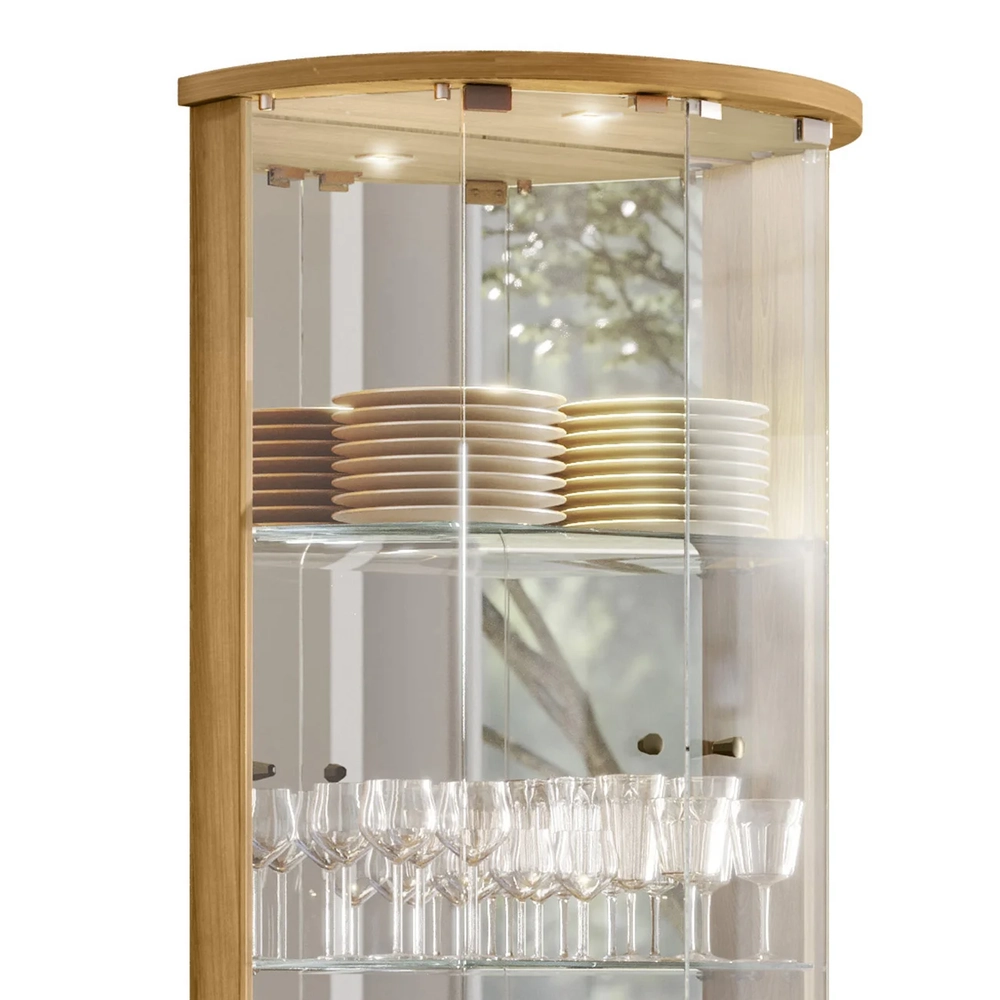 Cristaleira de Vidro Com LED 67cm Melina Z10 Cumaru/Opala - Mpozenato