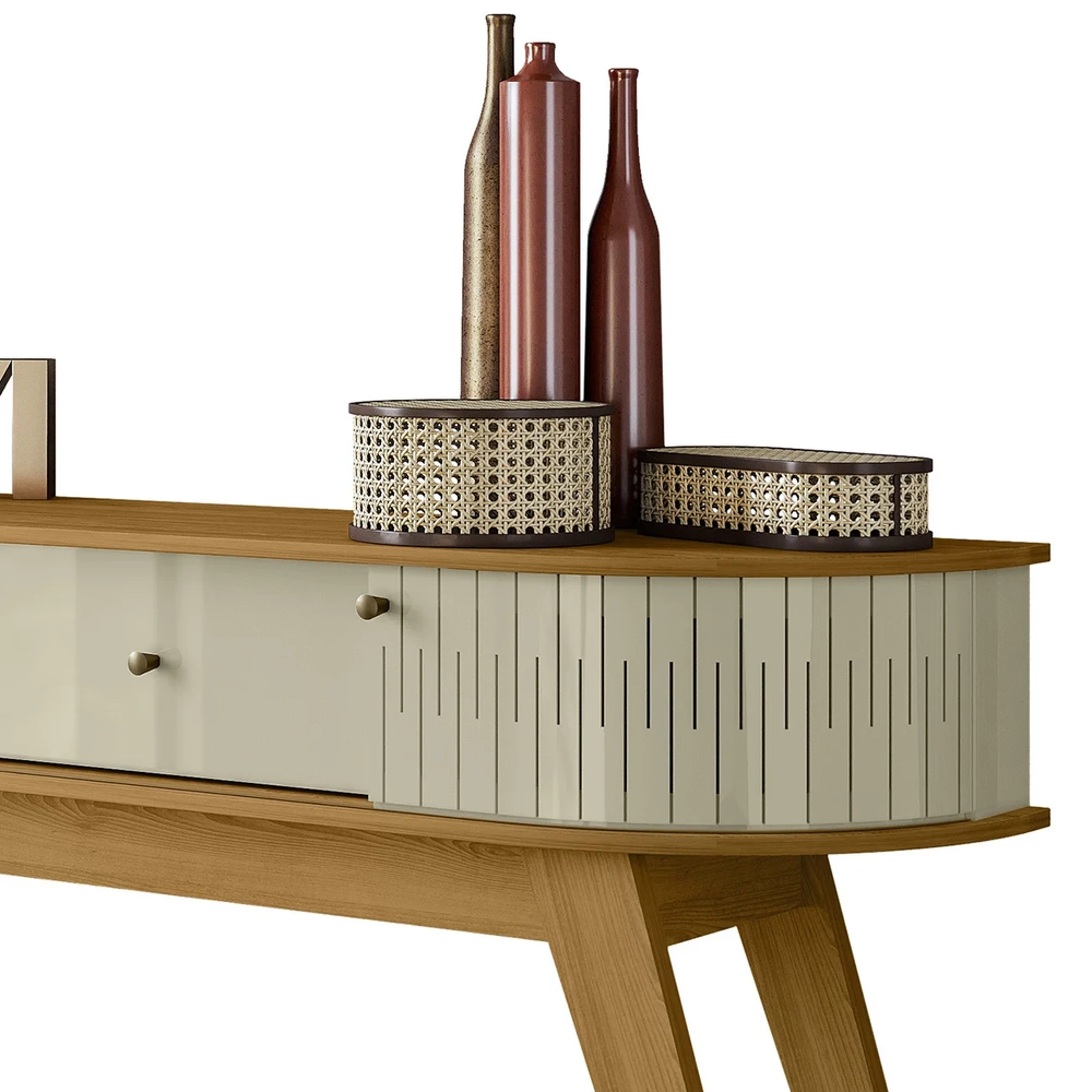 Aparador Sala de Estar 136cm Pés Retrô Gil Z10 Cumaru/Opala - Mpozenato