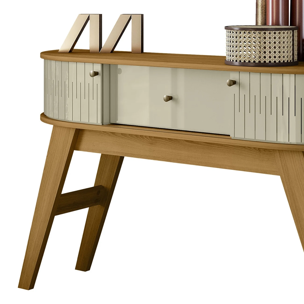 Aparador Sala de Estar 136cm Pés Retrô Gil Z10 Cumaru/Opala - Mpozenato