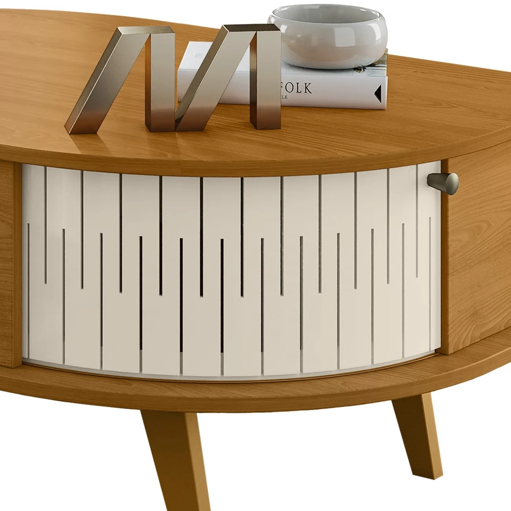 Mesa de Centro para Sala 90cm Indy Z10 Off/Cinamomo - Mpozenato